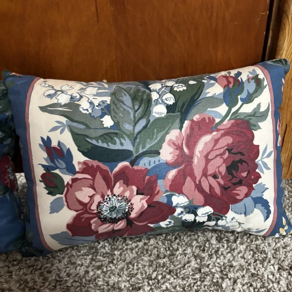 Vintage Waverly Floral Print Flower Throw Pillows 13